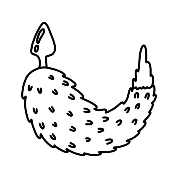 Illustration vectorielle de la queue de renard pour adultes. Des jouets sexuels. Doodle style.Anal plug. — Image vectorielle