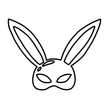 Tavşan maskesinin vektör çizimi. Yetişkinler için yüz maskesi. Seks oyuncakları. Doodle tarzı.