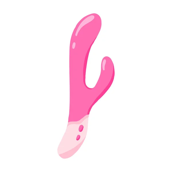Vektorillustration eines rosafarbenen Vibrators. Sexspielzeug-Illustration. Spielzeug für Erwachsene. Flacher Stil. — Stockvektor