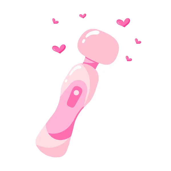 Vektorillustration av en rosa vibrator. Sexleksaksillustration. Leksaker för vuxna. Platt stil. — Stock vektor