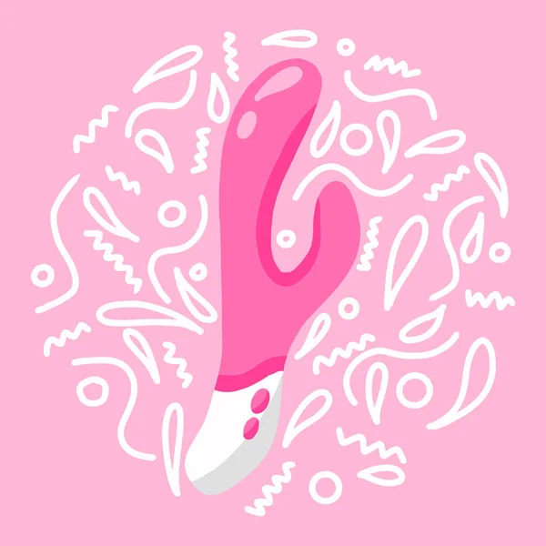 Vibrator vector illustration. Doodle style. Sex toy. Toy for adults. — Stock Vector