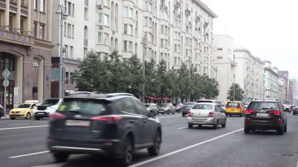Moskova Rusya Ağustos 2021 Sabah Manzaralı Tverskaya Caddesi Tverskaya Zastava — Stok video