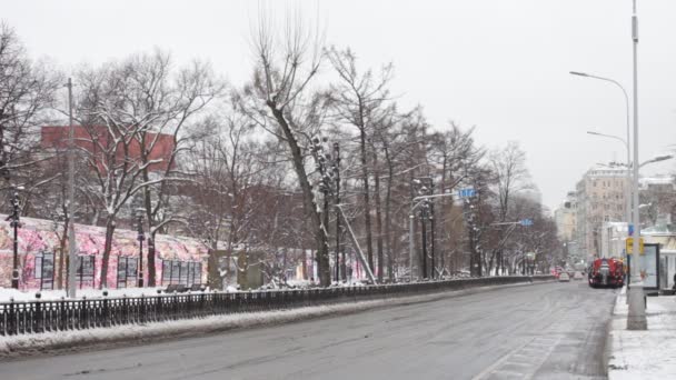 Moscow Russia Dec 2021 Cloudy Day Tverskoy Boulevard Traffic — Vídeo de Stock