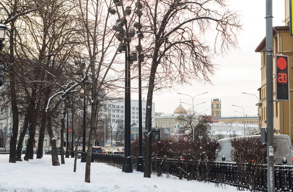 Mosca Russia Dicembre 2021 Traffico Viale Nikitsky Vicino Arba — Foto Stock