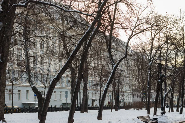 Moskou Rusland Dec 2021 Nikitsky Boulevard December Winterlandschap Oude Huizen — Stockfoto