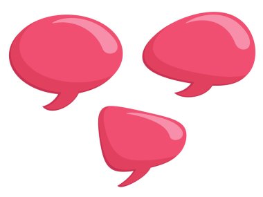 Set of pink  comic speech bubbles. Vector Illustration and graphic elements