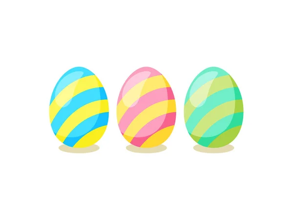 Frohe Ostern Set Von Niedlichen Ostereiern Mit Unterschiedlicher Konsistenz Auf — Stockvektor