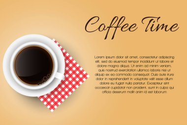 Kahve zamanı. Düz Tasarım Kahve Fincanı, Vektör izole illüstrasyon 