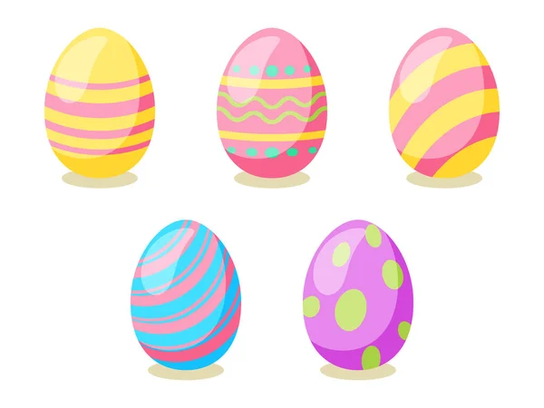 Feliz Tarjeta Pascua Conjunto Lindos Huevos Pascua Con Diferente Textura — Vector de stock