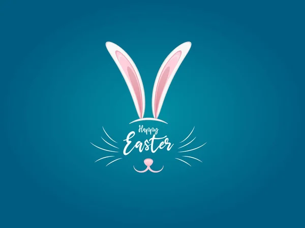  Bunny Ears 'la Paskalya tebrik kartınız kutlu olsun. Mavi arkaplan ile izole edilmiş vektör ilüstrasyonu