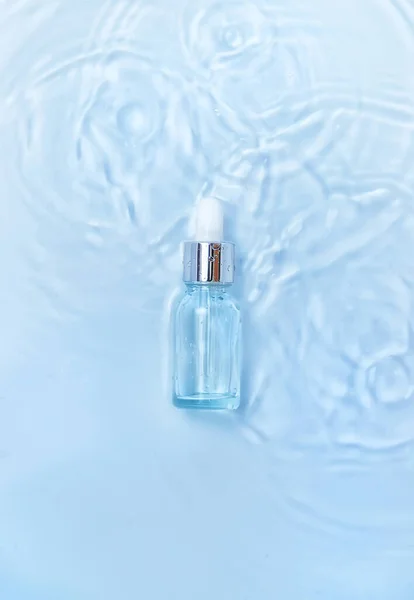 Cosmetics Bottle Water Skin Hydration Concept Hyaluronic Acid Selective Focus — Stock Photo, Image