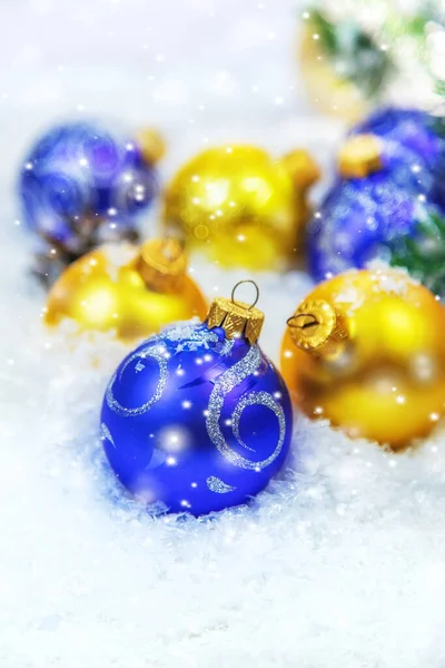 Christmas Cards Snow Decor Selective Focus New Year — Stock Photo, Image