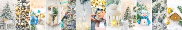 Collage Beautiful Christmas Photos Selective Focus New Year — Stock Photo, Image