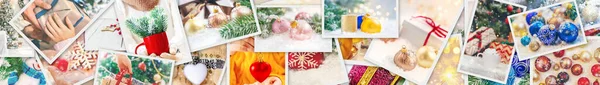 Colagem Com Belas Fotos Natal Foco Seletivo Ano Novo — Fotografia de Stock