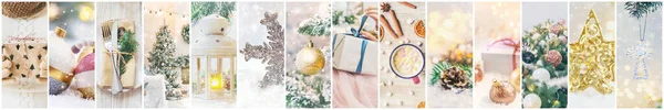 Collage Con Hermosas Fotos Navidad Enfoque Selectivo Año Nuevo — Foto de Stock