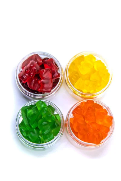 Jelly Vitamins Candy Teddy Bears Isolate White Background Selective Focus — Stockfoto