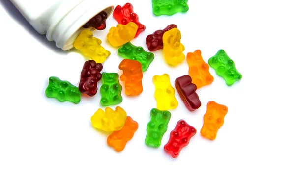 Jelly Vitamins Candy Teddy Bears Isolate White Background Selective Focus — Stock Photo, Image