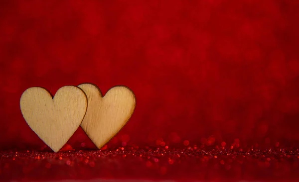Блискучий Фон Валентинним Серцем Вибірковий Фокус Любов — стокове фото
