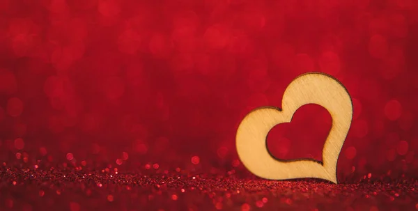 Shiny Background Valentine Heart Selective Focus Love — Fotografia de Stock