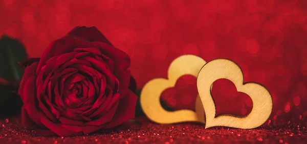 Shiny Background Valentine Heart Selective Focus Love — Foto Stock