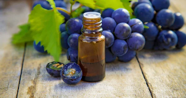 Aceite Semilla Uva Una Botella Enfoque Selectivo Naturaleza —  Fotos de Stock