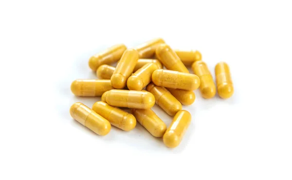 Pills Capsules Isolate White Background Selective Focus Madicine — Stock Photo, Image