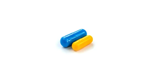 Pillen Capsules Isoleren Witte Achtergrond Selectieve Focus Geneeskunde — Stockfoto