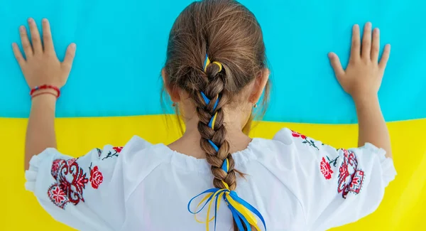 Ukrainian Girl Child Vyshyvanka Selective Focus Kid — Stock Photo, Image
