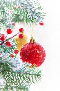 Noel arkaplanı. Mutlu yıllar. Seçici Odaklanma Tatili
