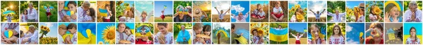 Collage Photos Theme Ukraine Selective Focus Child — Stock Photo, Image