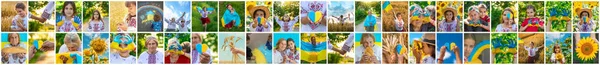 Collage Foto Sul Tema Dell Ucraina Concentrazione Selettiva Bambino — Foto Stock