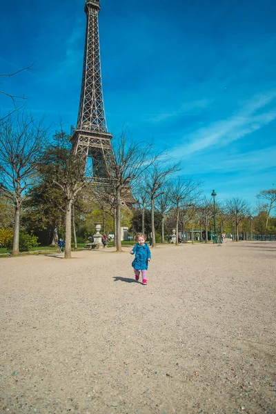 Children Paris Eiffel Tower Selective Focus Kid — Stockfoto