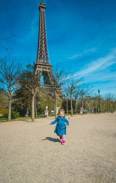 Children Paris Eiffel Tower Selective Focus Kid — Stockfoto