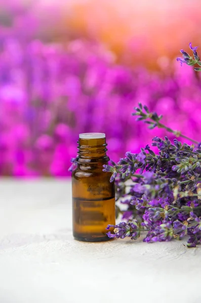 Essential Oil Lavender Extract Selective Focus Nature — Stock Photo, Image