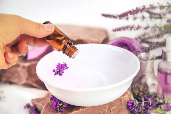 Spa Cosmetics Lavender Extract Selective Focus Spa — Stock Photo, Image