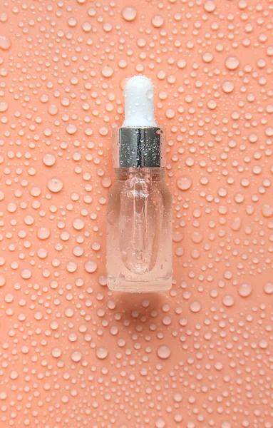 Bottle Cosmetics Drops Liquid Moisturizing Hyaluronic Acid Selective Focus Spa —  Fotos de Stock