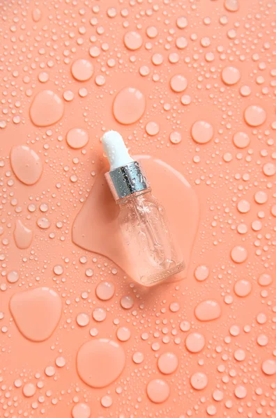 Bottle Cosmetics Drops Liquid Moisturizing Hyaluronic Acid Selective Focus Spa — Foto Stock