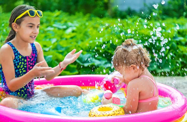 Children Swim Pool Selective Focus Kid — Stok fotoğraf