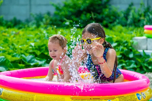 Children Swim Pool Selective Focus Kid — Stock Photo, Image