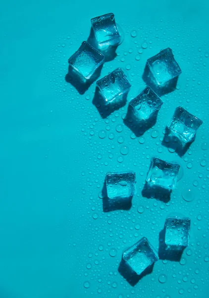 Ice Cubes Blue Background Selective Focus Food — 스톡 사진