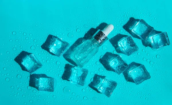 Ice Cubes Blue Background Selective Focus Food — Stock fotografie