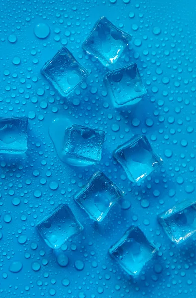 Ice Cubes Blue Background Selective Focus Food — Stockfoto