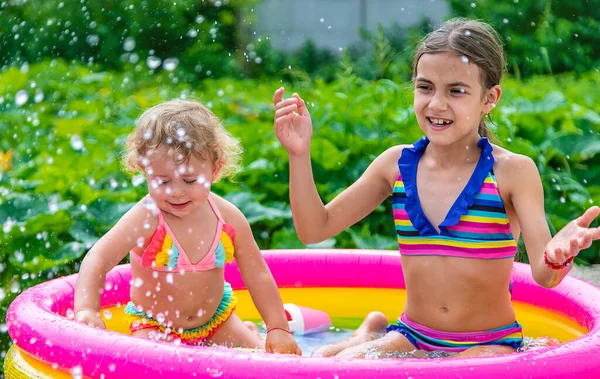 Children Swim Pool Selective Focus Kid — Stockfoto