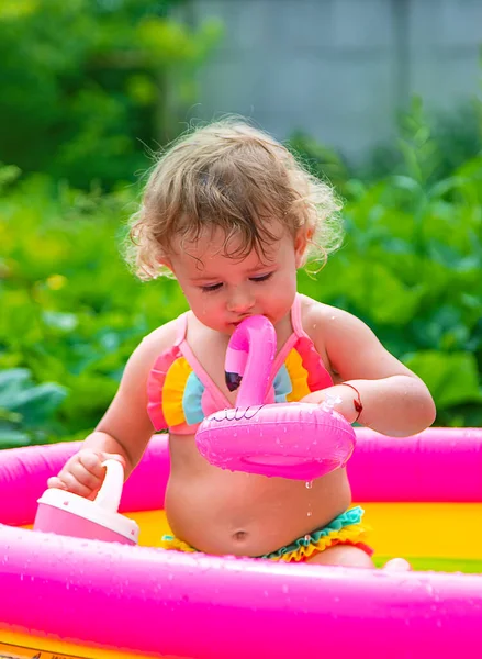Children Swim Pool Selective Focus Kid — Photo