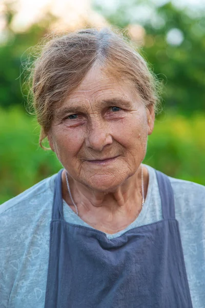 Portrait Grandmother Garden Selective Focus People — Stock Fotó