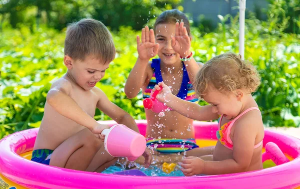 Children Swim Pool Selective Focus Kid — Stok fotoğraf