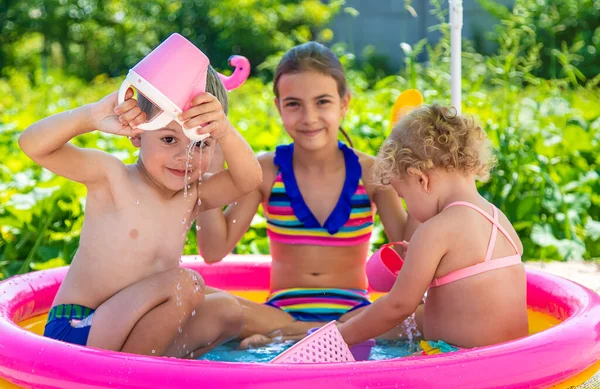 Children Swim Pool Selective Focus Kid — Foto de Stock