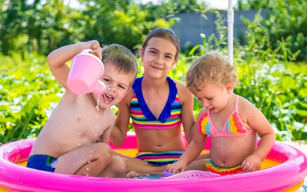 Children Swim Pool Selective Focus Kid — Foto de Stock