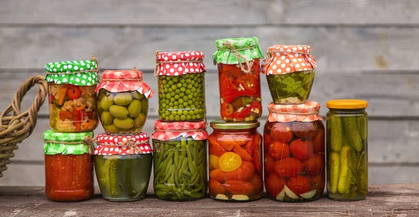 Jars Preserved Vegetables Winter Selective Focus Food — Stock Fotó
