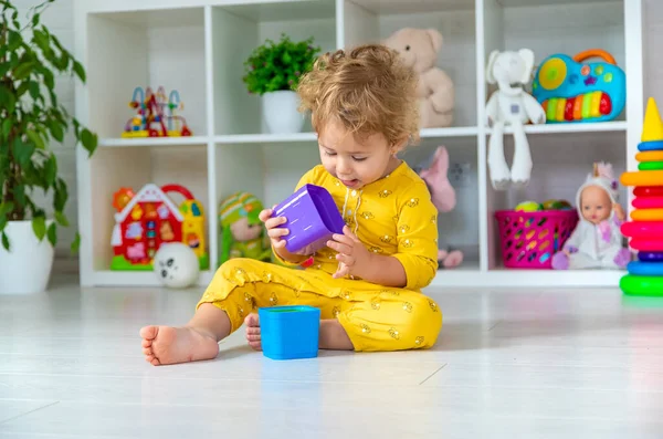Children Play Toys Room Selective Focus Kid — Fotografia de Stock